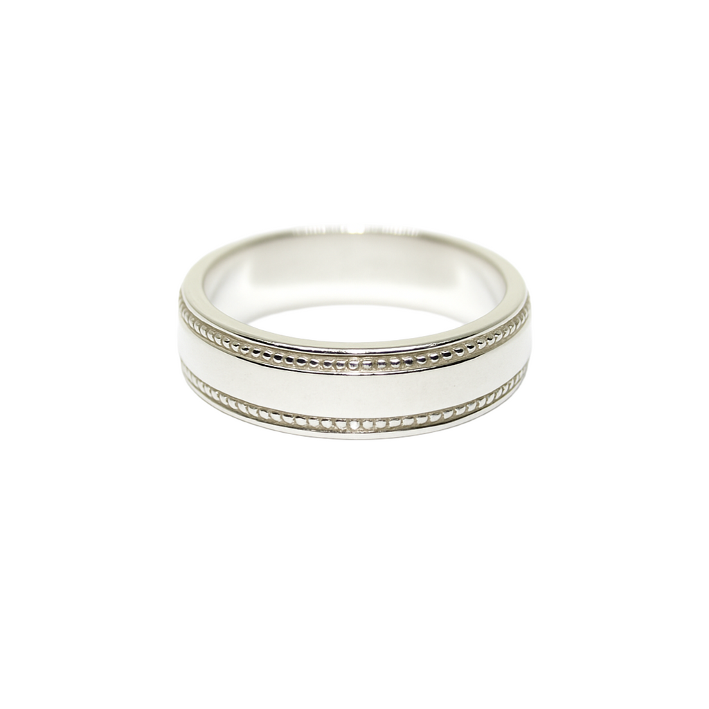 Beaded Edge Silver Wedding Bands