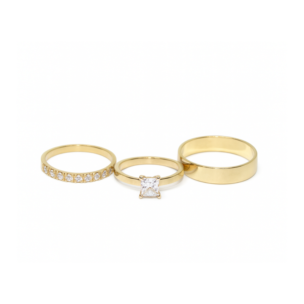 Bridal Sets - Gold Princess Cut Zirconia