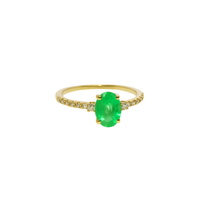 Oval Emerald Engagement Ring with Side Diamonds