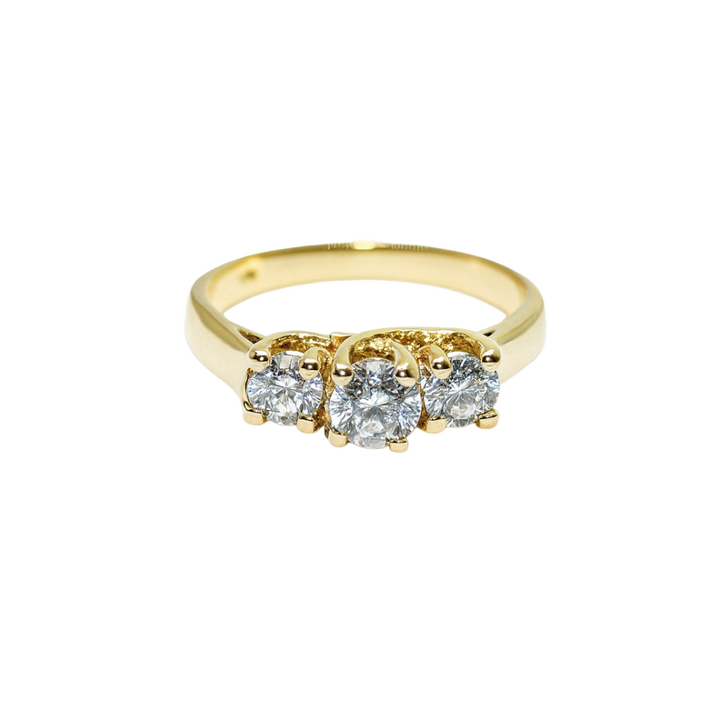 Gold Three-Stone Zirconia Engagement Ring