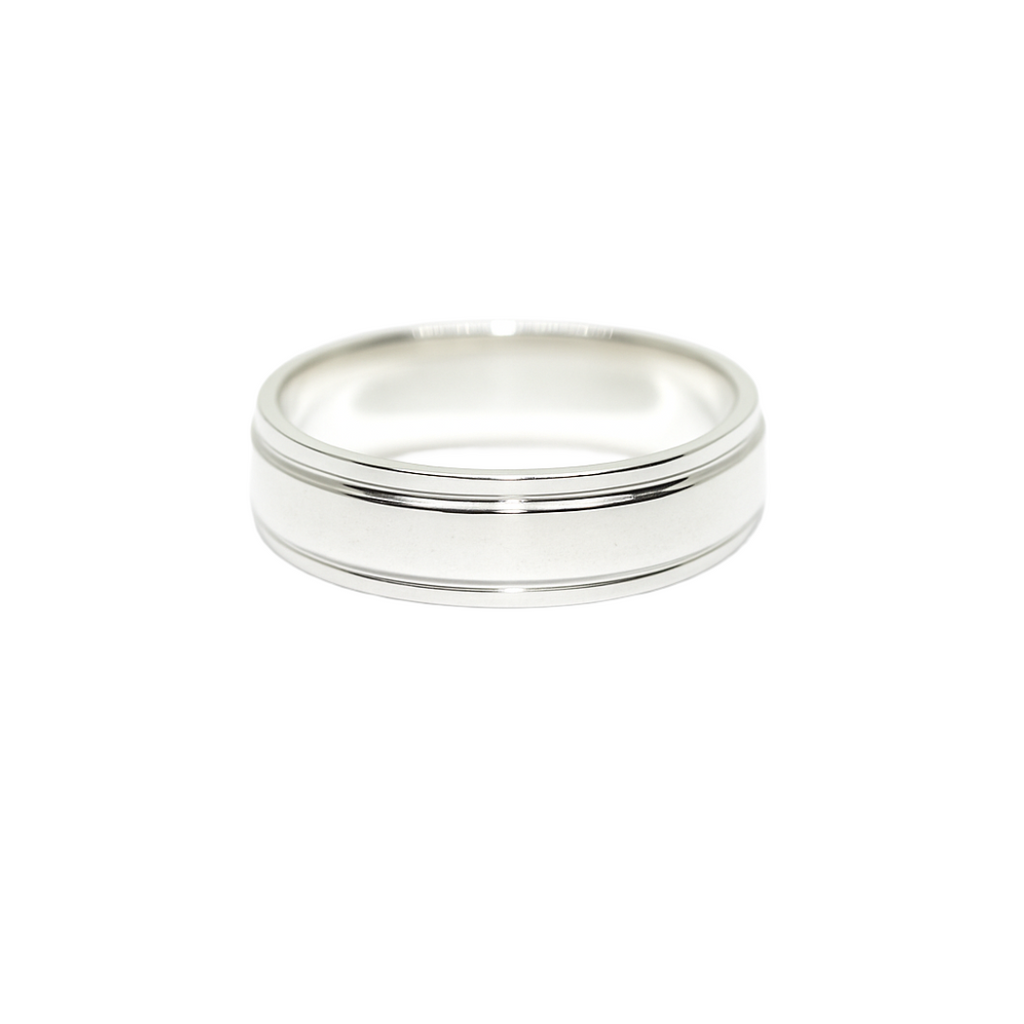 Classic Double-Line Silver Wedding Bands