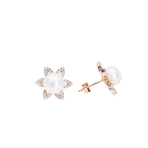 Sterling Silver Floral Pearl Earrings: Blossom with Elegance