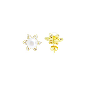 Sterling Silver Floral Pearl Earrings: Blossom with Elegance