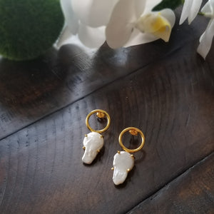 Baroque pearl and 18k gold flashing silver statement earrings