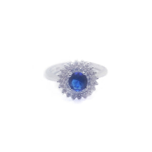 Sterling silver sapphire blue color cz 