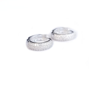 Hoops in sterling silver, earrings with mirco pave CZ