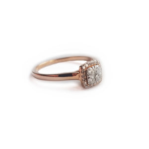 14k rose gold diamond engagement ring duo