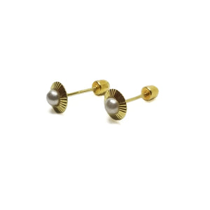 Fresh water pearl baby earrings in 14k yellow gold