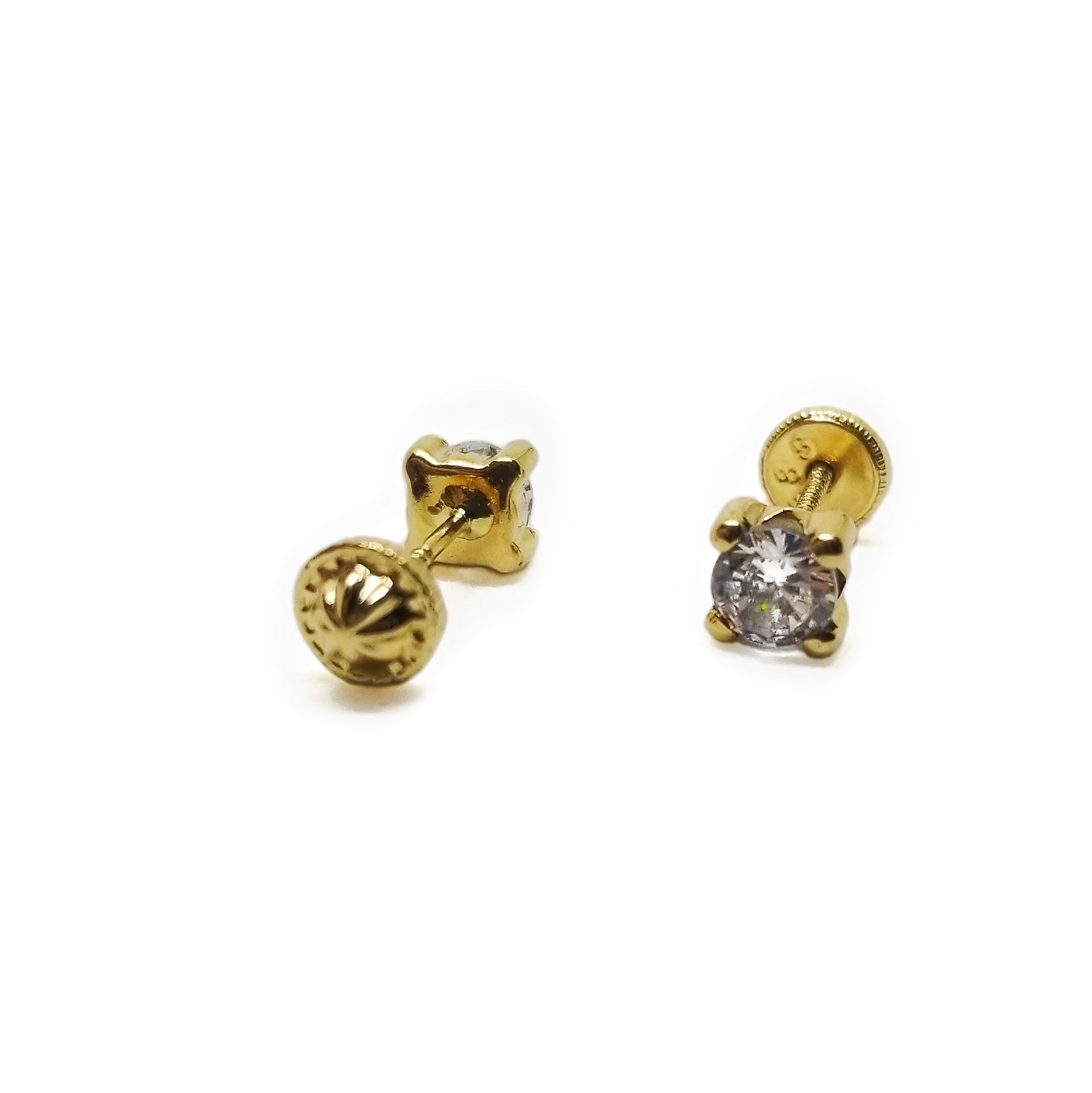 Baby earrings made in 14k gold with white CZ