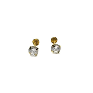 14k gold baby earrings with white cz