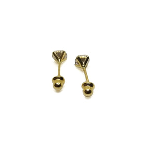 Aretes para bebé de oro de 14k con circonia