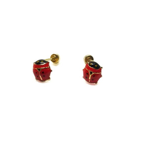 14k gold lady bug baby earrings.