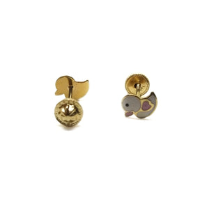 14k gold baby earrings duckies.