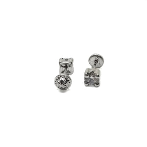 Aretes de bebé de 14k blanco con circonia