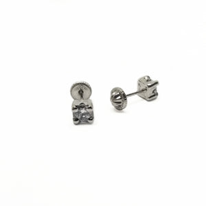 CZ baby earrings made in white 14k gold