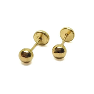 Ball baby earrings studs in yellow 14k gold