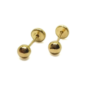 Aretes de pelotita en oro de 14k amarillo 