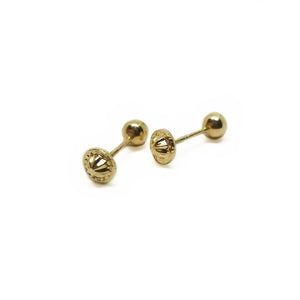 Aretes de pelotita en oro de 14k amarillo 