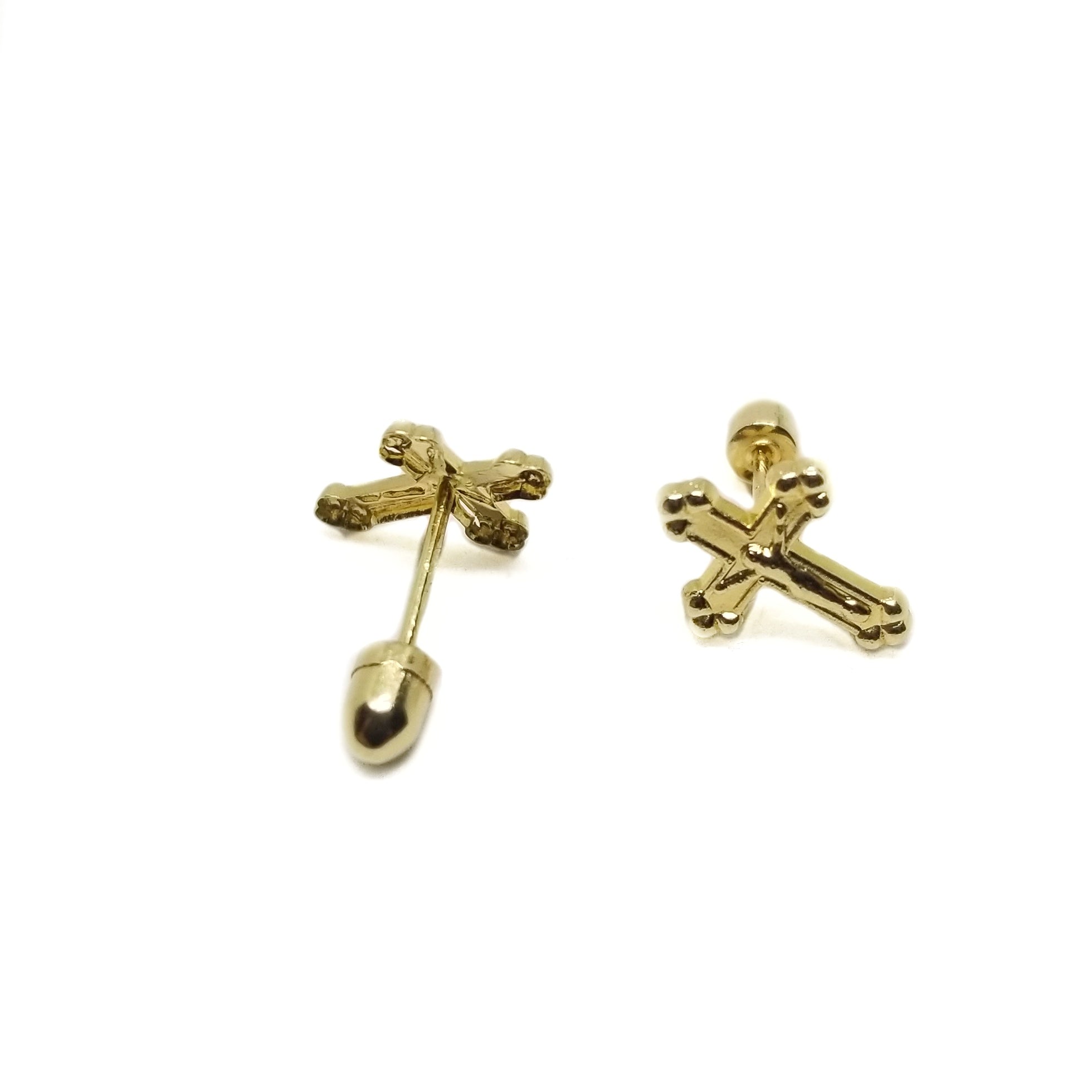 14K gold baby earrings crosses