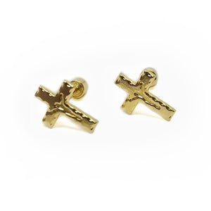 Baby earrings in 14k yellow gold crosses