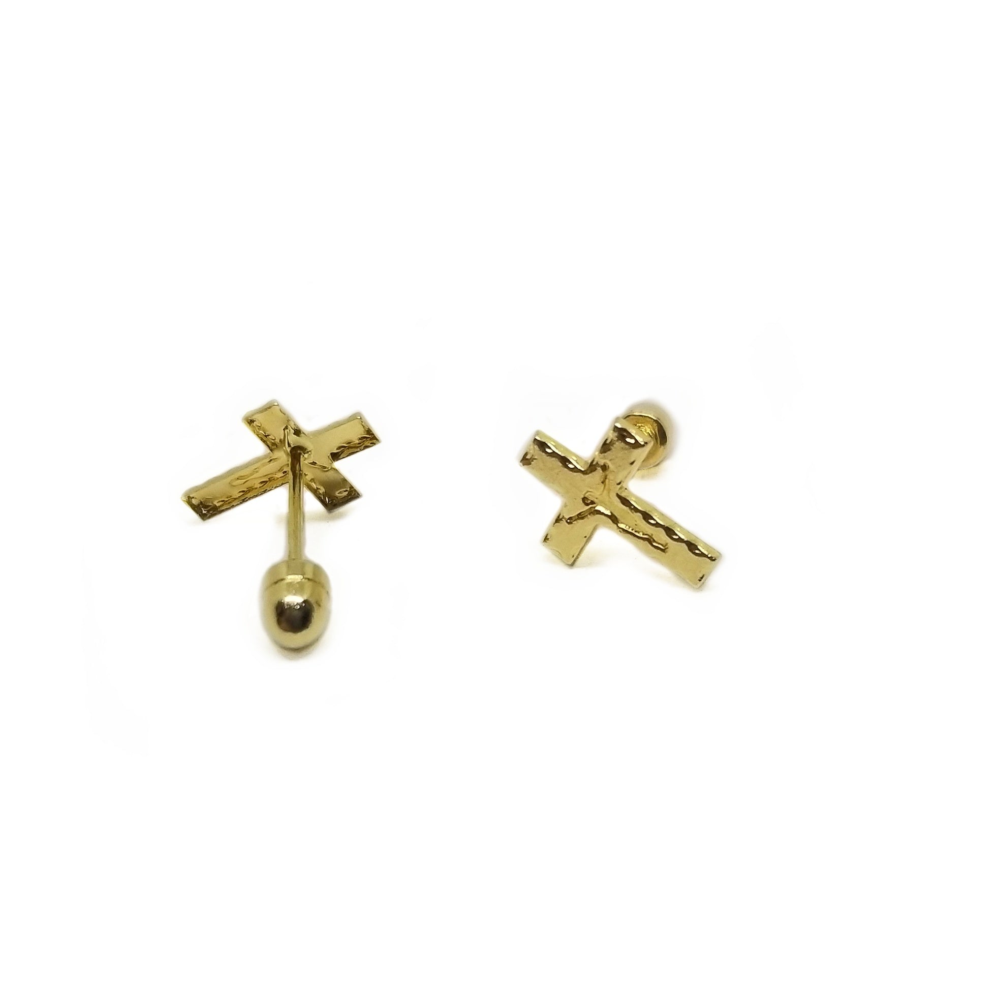 Baby earrings in 14k yellow gold crosses