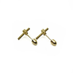 Baby earrings in 14k yellow gold crosses
