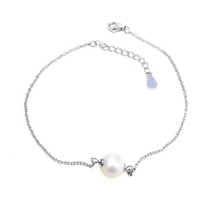 River pearl silver bracelet, white gold-plated