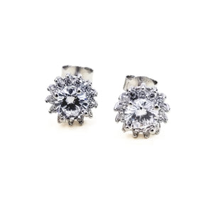 Earrings with zirconia and rhodium-plated 