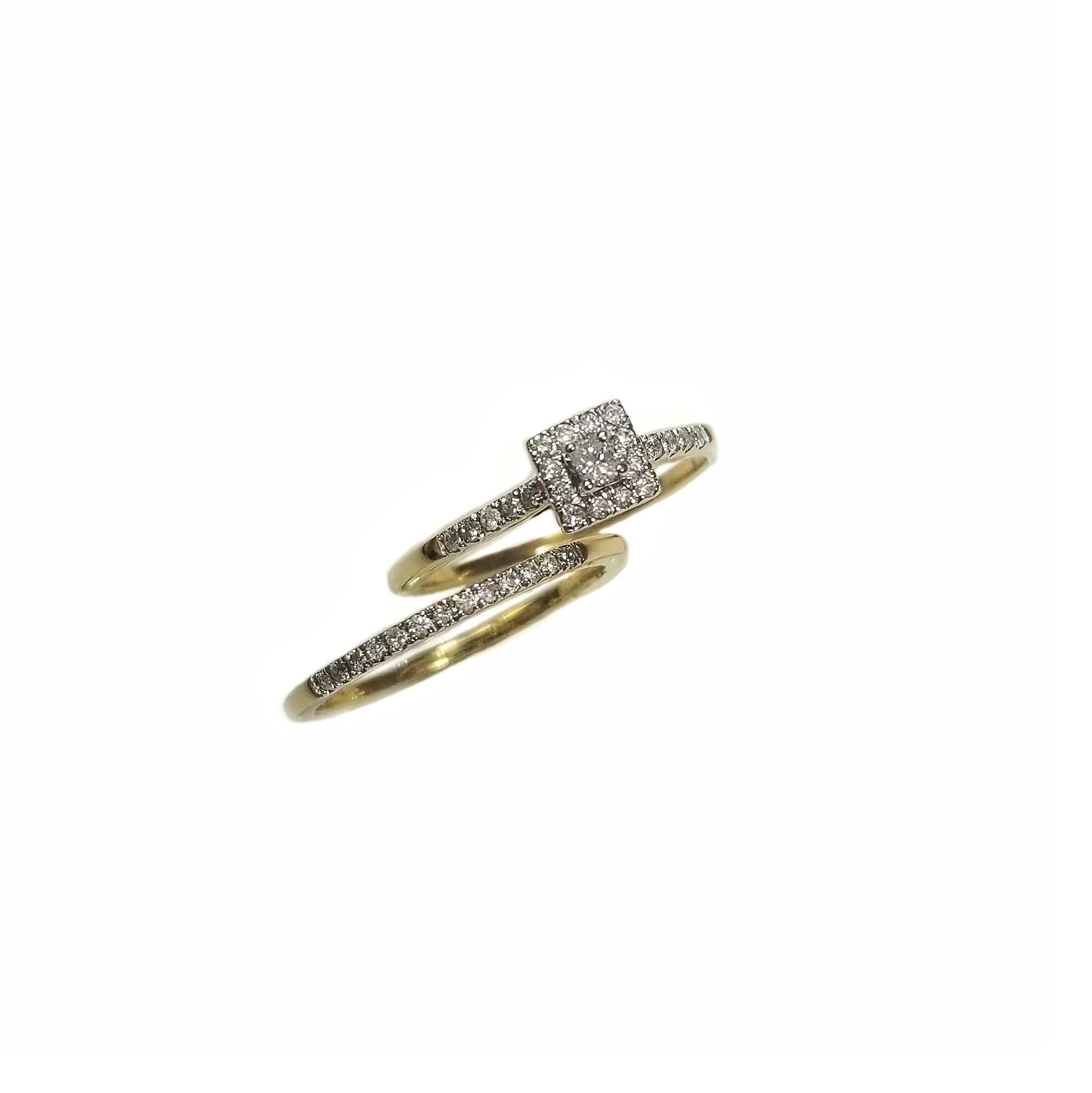 Yellow gold 14k diamond engagement ring duo