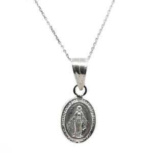 Chain and pendant miraculous Virgin Mary medal sterling silver first communion gift idea