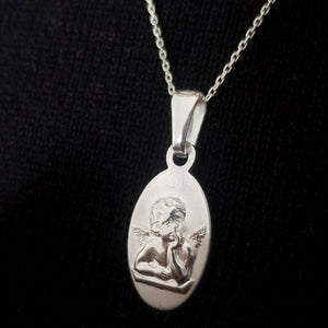 Sterling silver angel figure chain and pendant perfect for christenings and protection