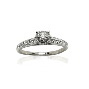 White gold engagement ring with diamonds