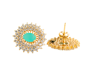 Earrings with zirconia, blue crystals and 18k gold-plated silver