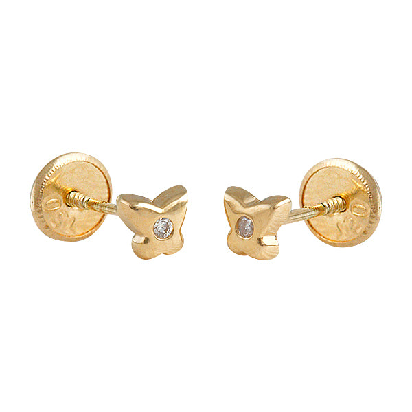 Butterfly baby earrings in 14k gold with diamonds
