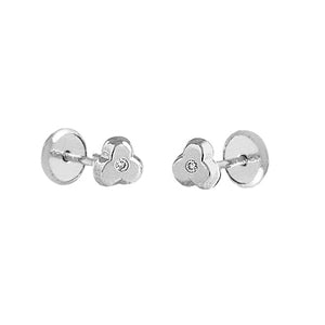Clover baby earrings in white gold with diamonds