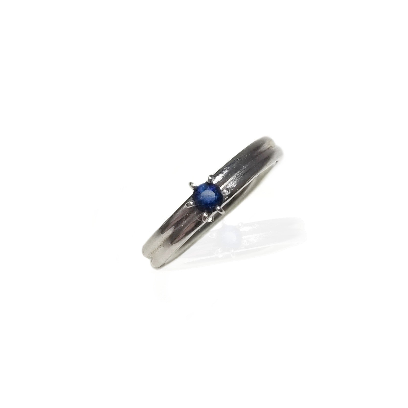 White gold blue sapphire engagement ring
