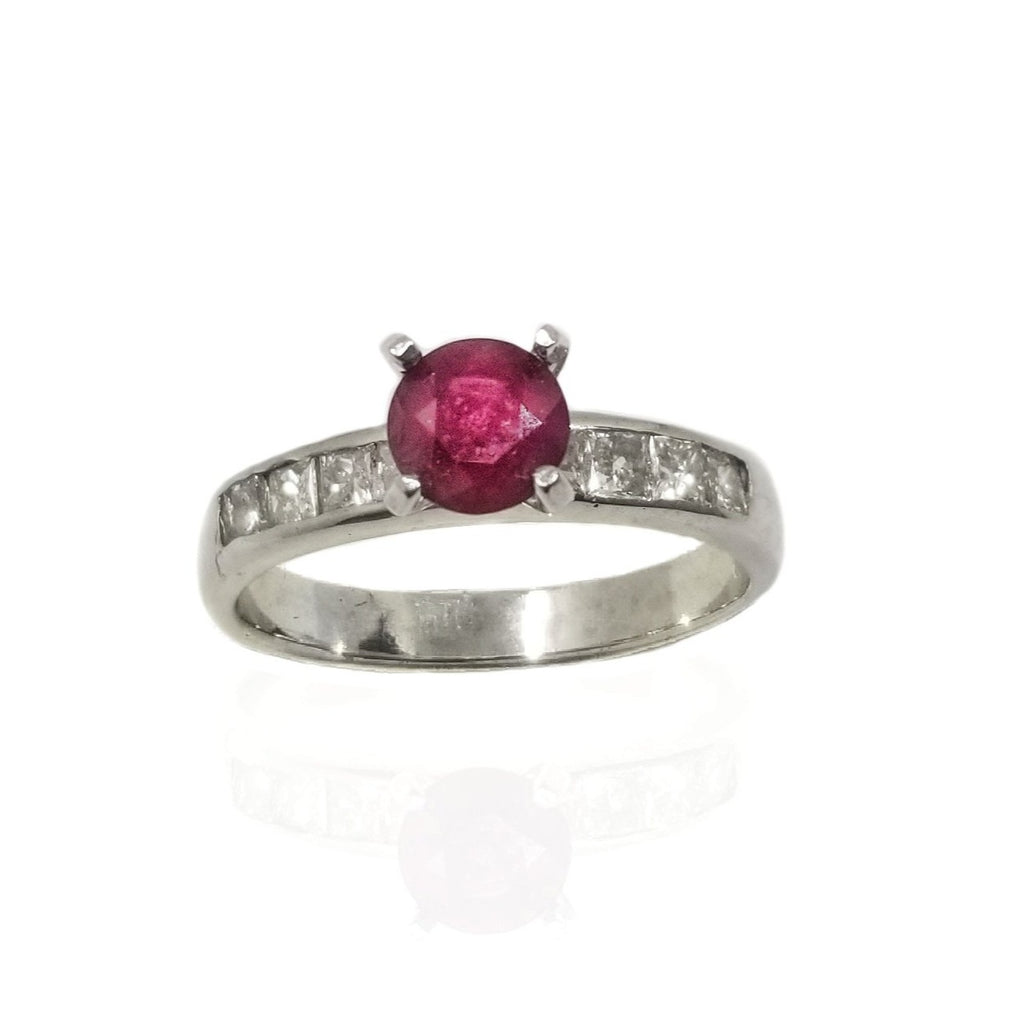 Natural ruby and diamond engagement ring
