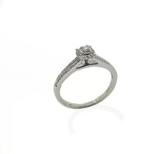White gold engagement ring with diamonds