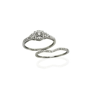10k white gold diamond engagement ring duo