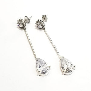 Zirconia and silver long earrings