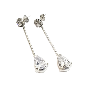 Zirconia and silver long earrings