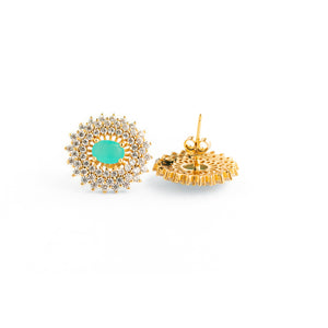 Earrings with zirconia, blue crystals and 18k gold-plated silver