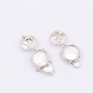 Natural pearl baroque earrings in sterling silver 