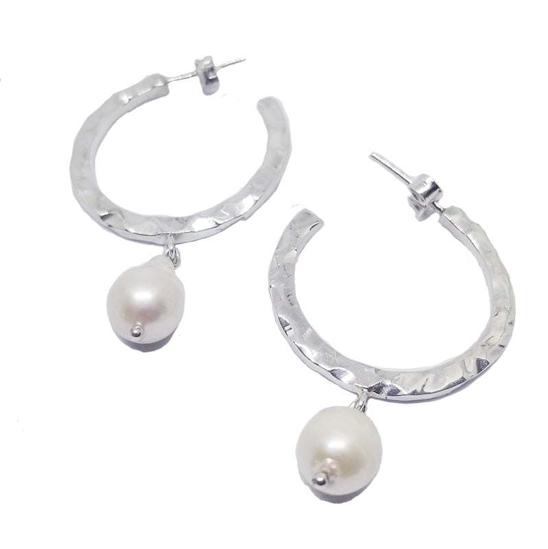 925 silver natural pearl hoops 