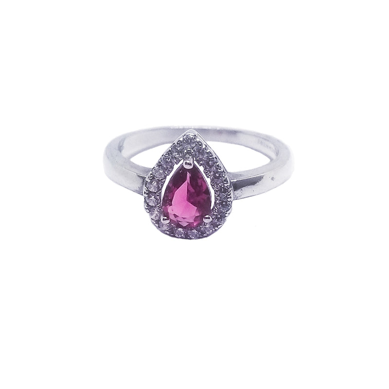 Ruby pink cz sterling silver ring 
