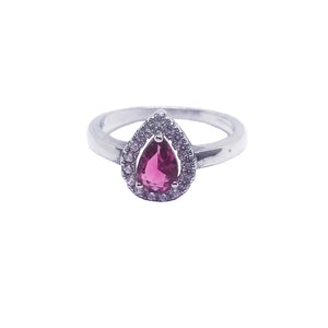 Ruby pink cz sterling silver ring 