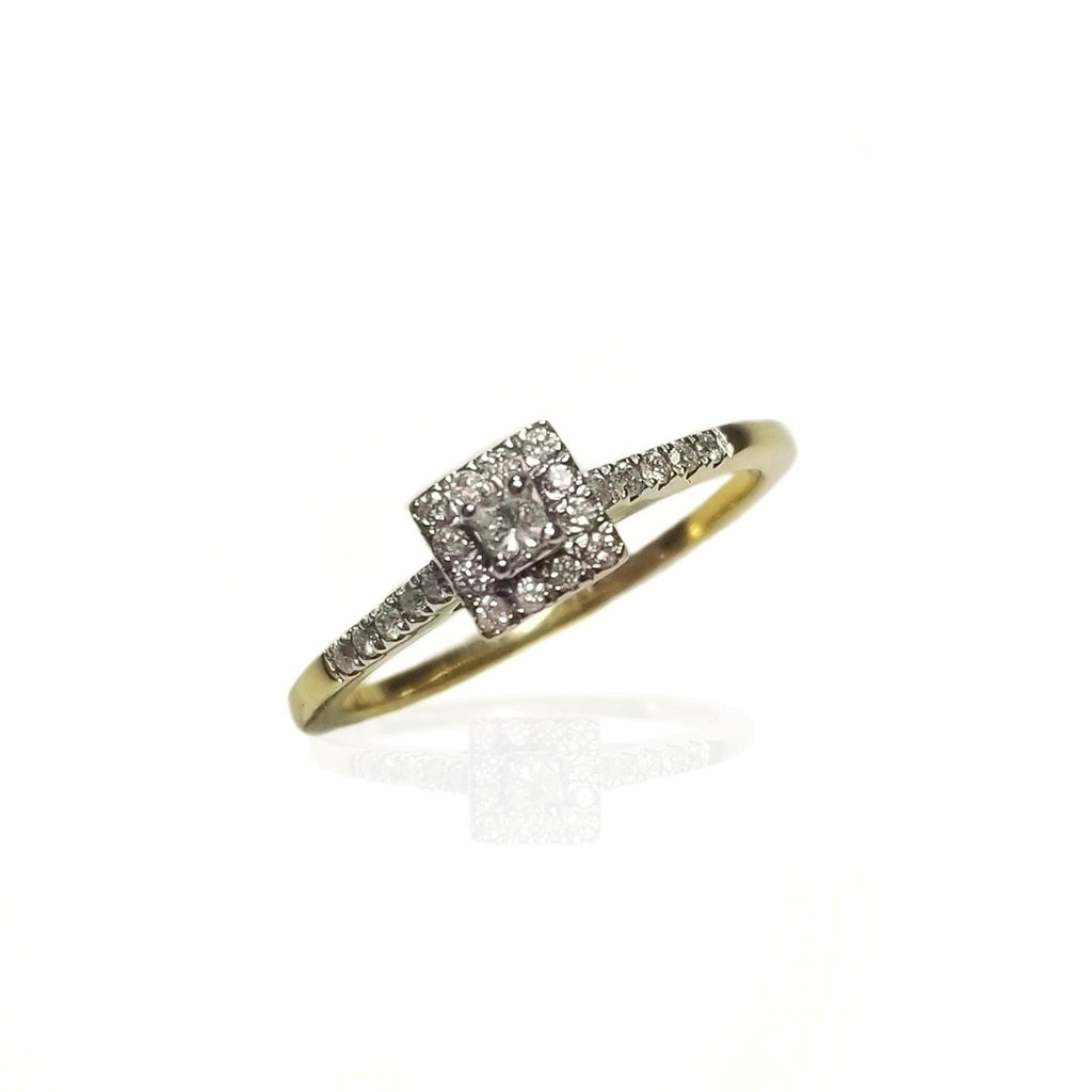 Yellow gold 14k diamond engagement ring duo