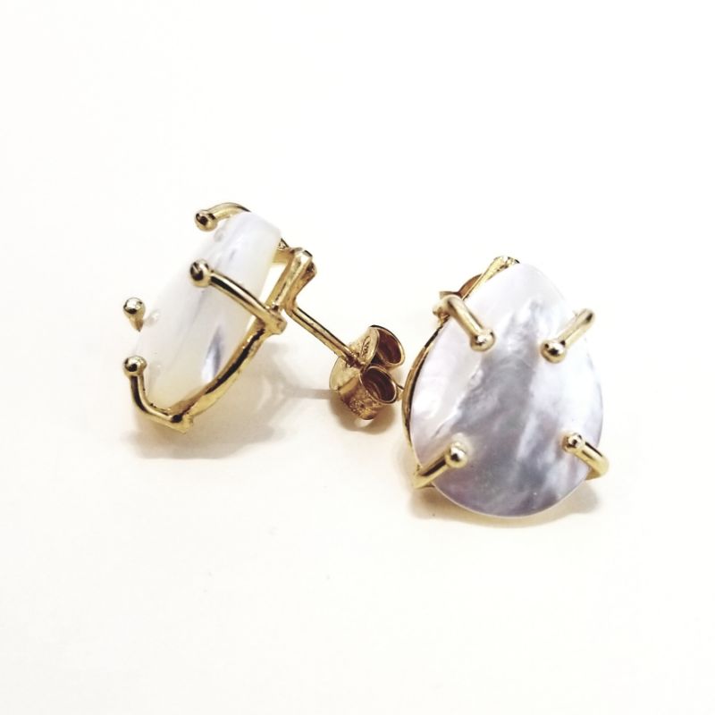 Handmade silver and mother-of-pearl earrings
