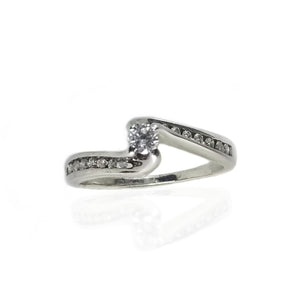 White gold modern engagement ring